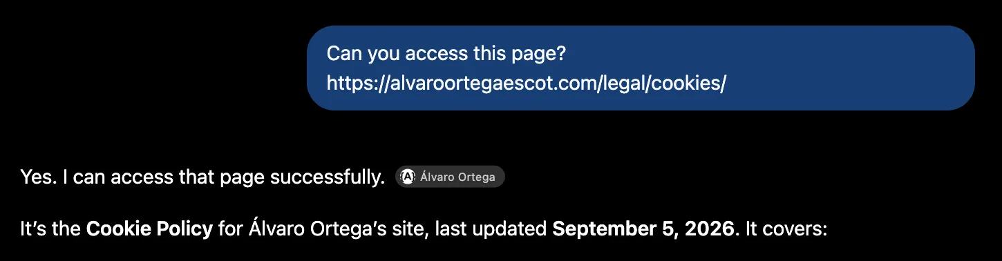 ChatGPT showing the content of a page that has noindex